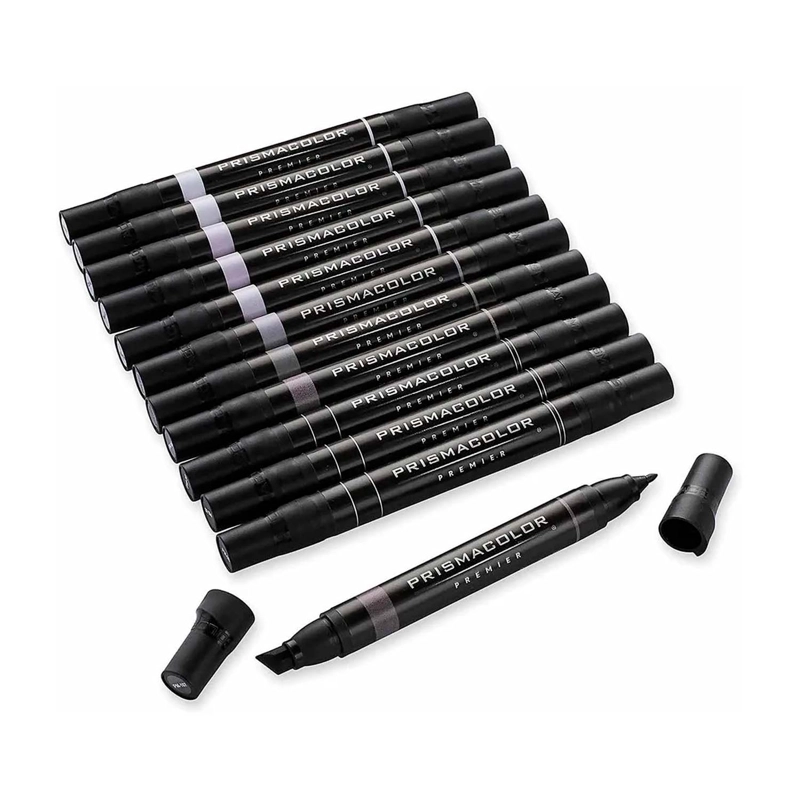 MARCADOR PRISMACOLOR PREMIER 12 COLORES GRIS FRANCES - 2