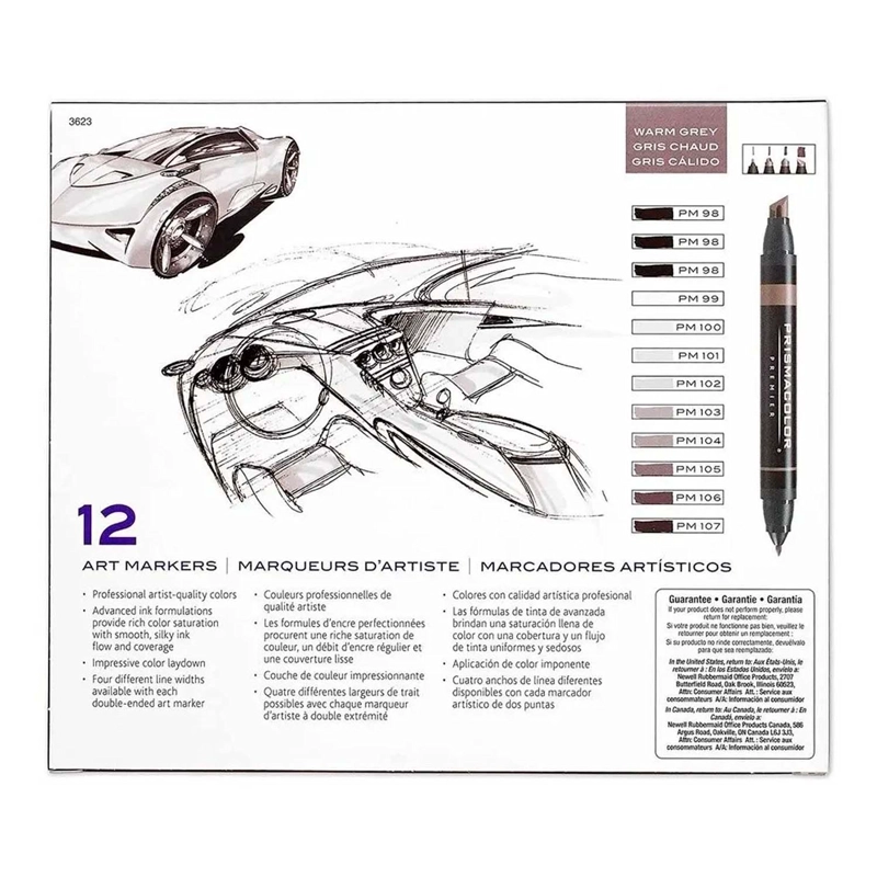 MARCADOR PRISMACOLOR PREMIER 12 COLORES GRIS FRANCES - 4