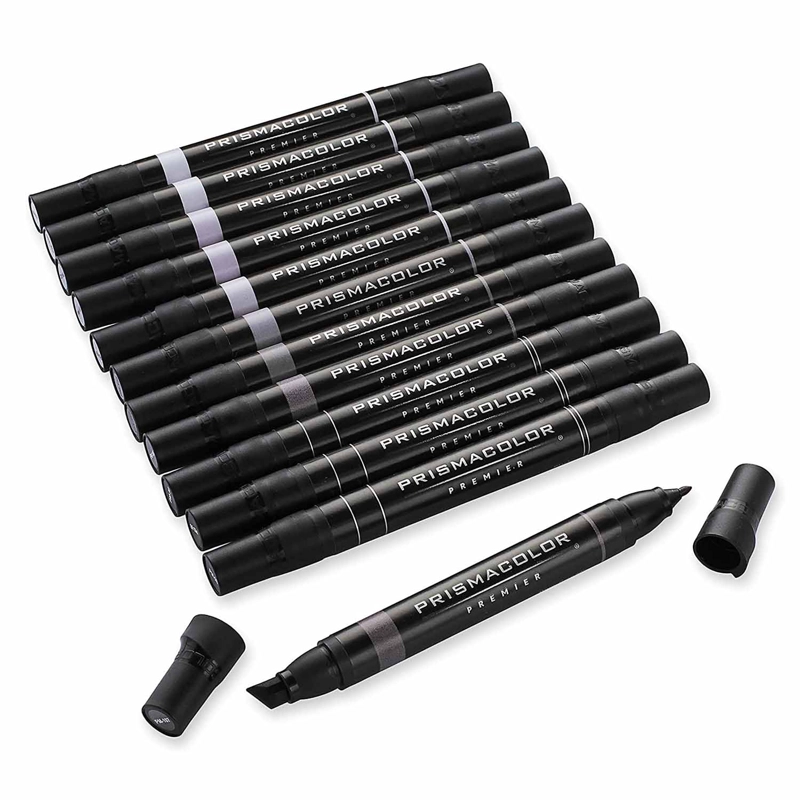 MARCADOR PRISMACOLOR PREMIER 12 COLORES GRIS CALIDO - 1