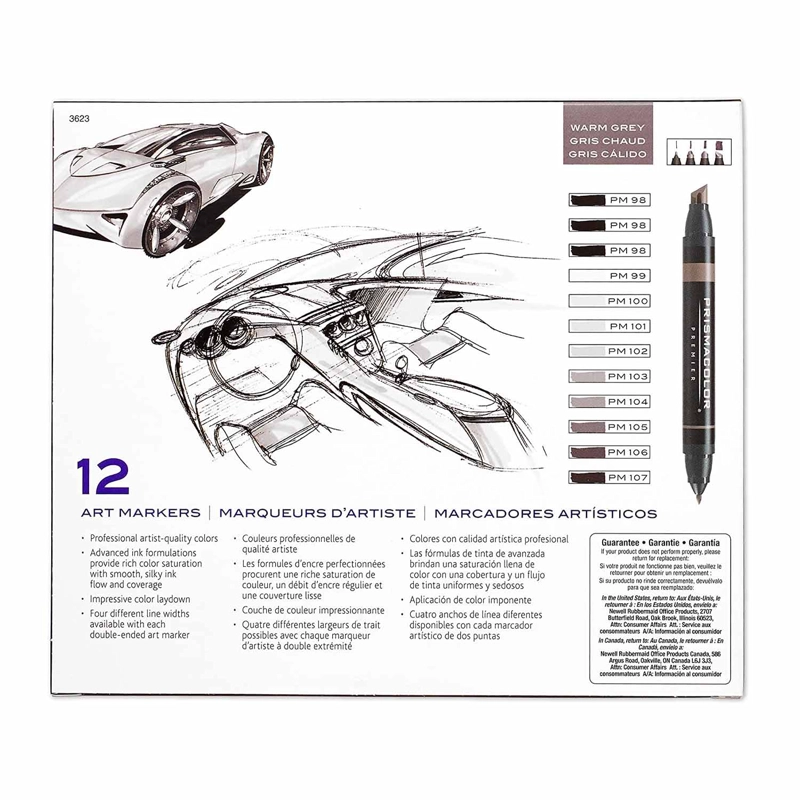 MARCADOR PRISMACOLOR PREMIER 12 COLORES GRIS CALIDO - 2