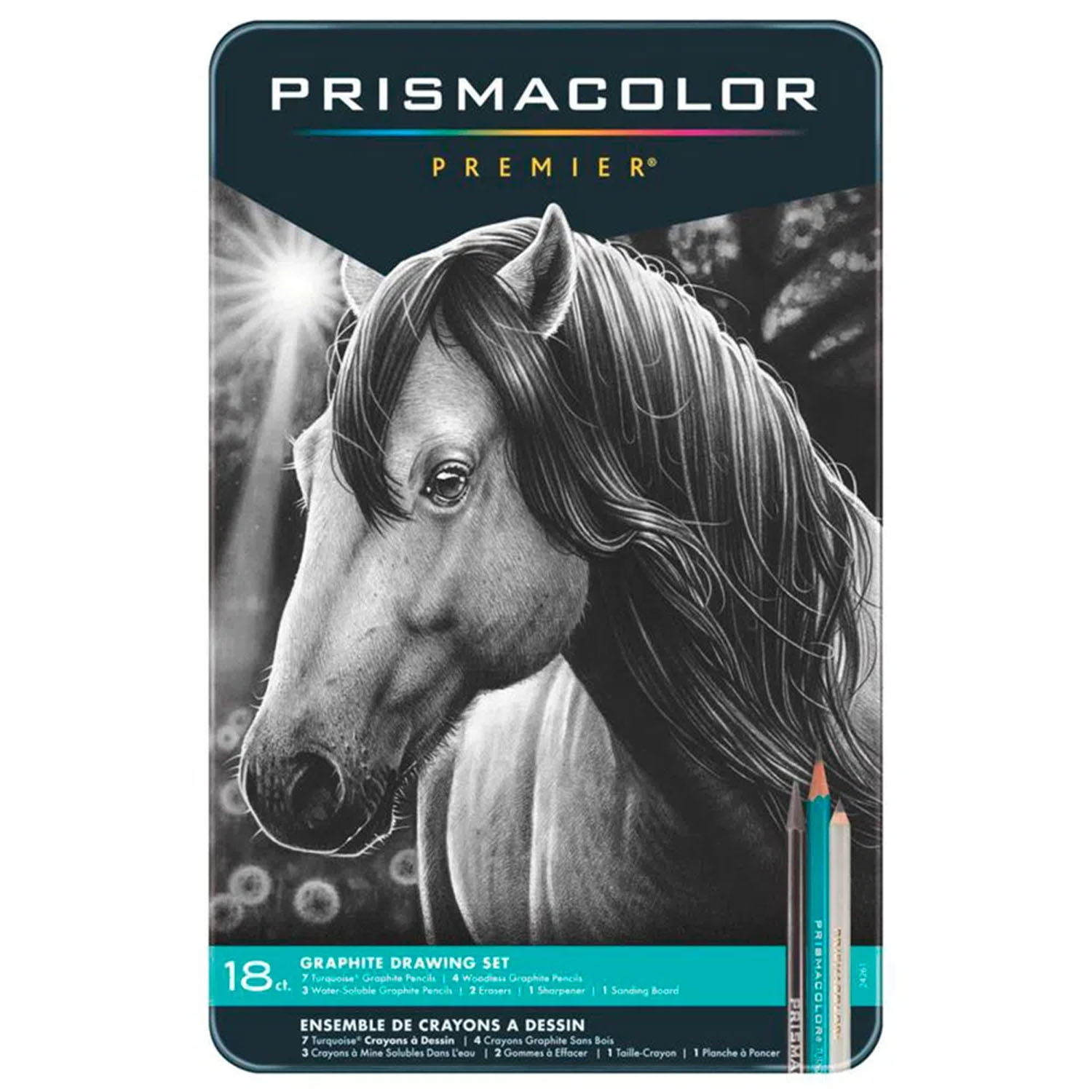 LAPICES PRISMACOLOR PREMIER GRAFITOS CAJA METALICA 18UD - 1