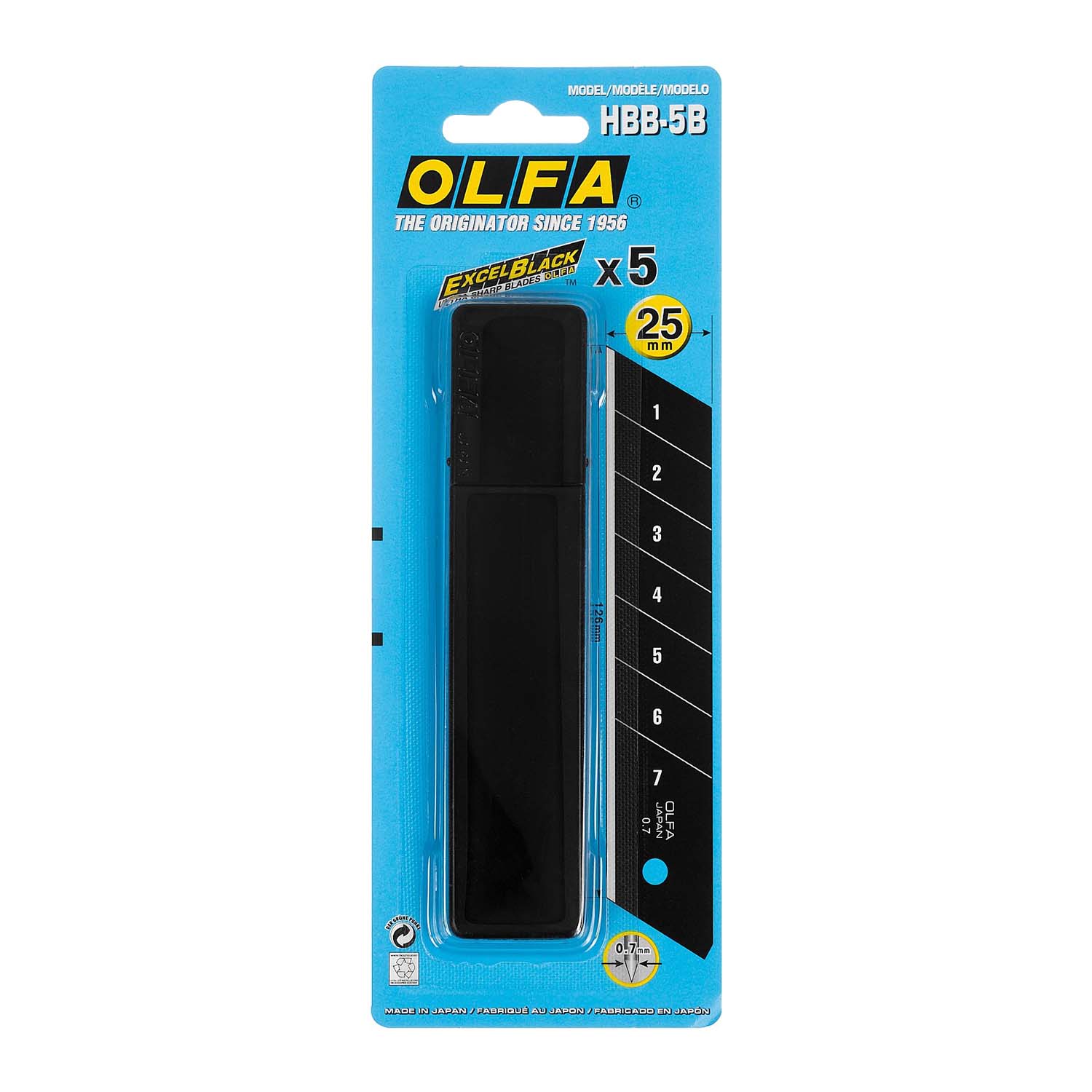 REPUESTO OLFA NEGRO EXTRA FILO PARA CUCHILLO 5UDS - 1