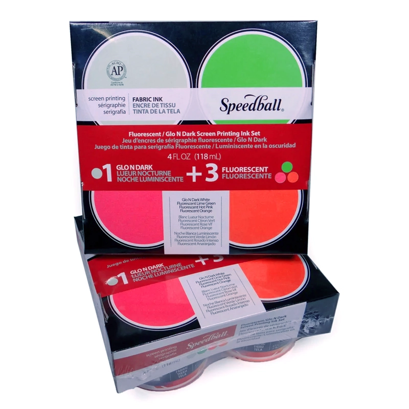 4 PINTURAS SERIGRAFICAS 120ML FLUOR Y GLO N' DARK SPEEDBALL - 1
