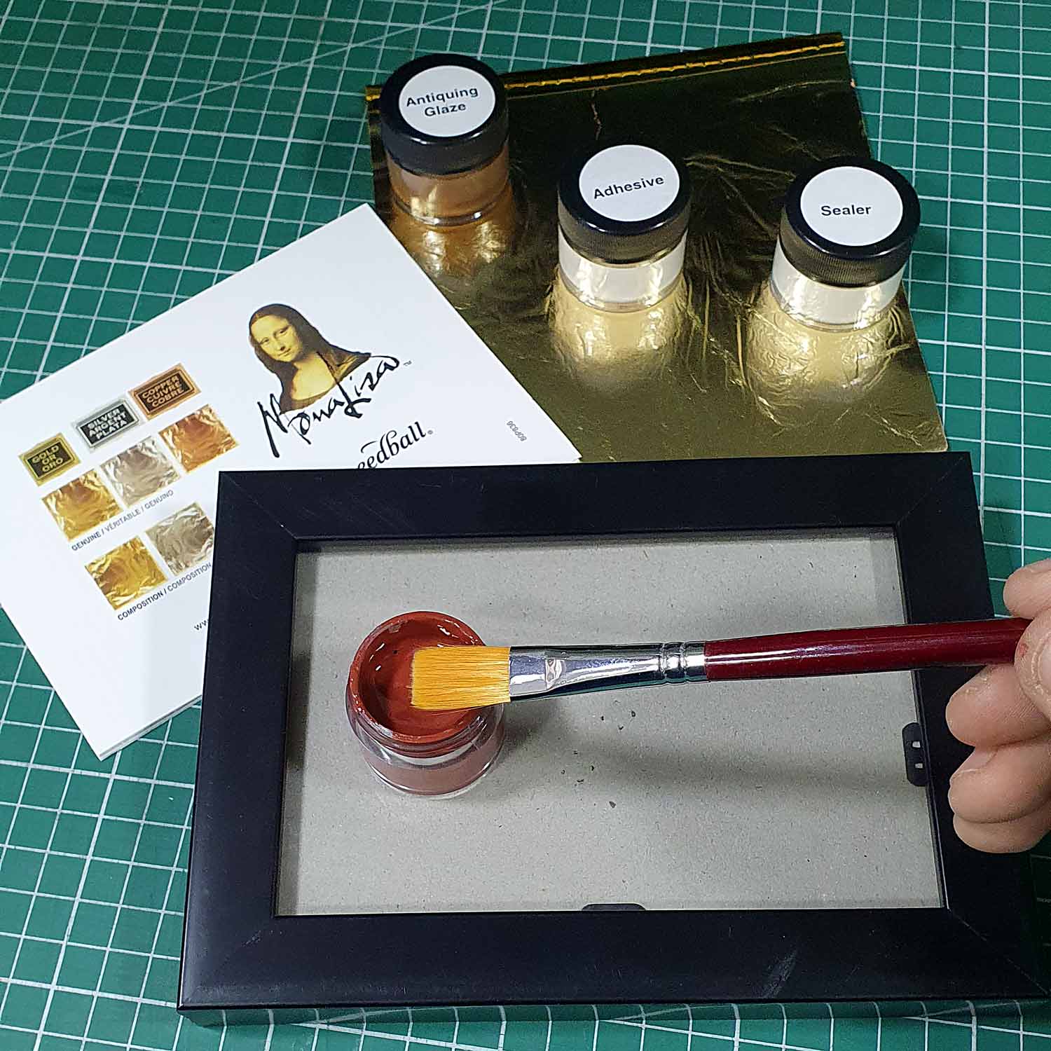 KIT BÁSICO SPEEDBALL DE PAN DE ORO MONA LISA. 6 HOJAS + 4 FRASCOS - 3