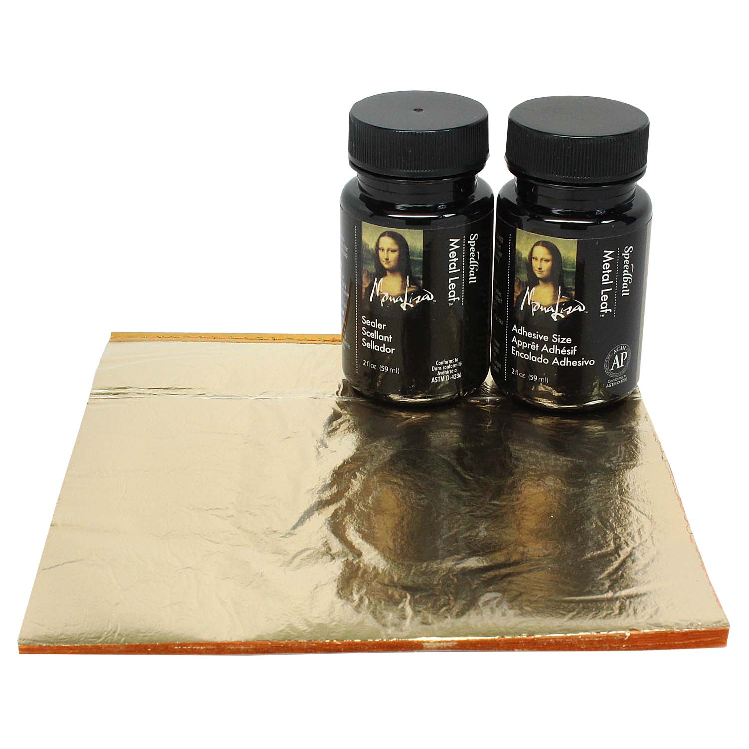 KIT 25 HOJAS SPEEDBALL PAN DE ORO + ADHESIVO 59ML Y SELLADOR - 2