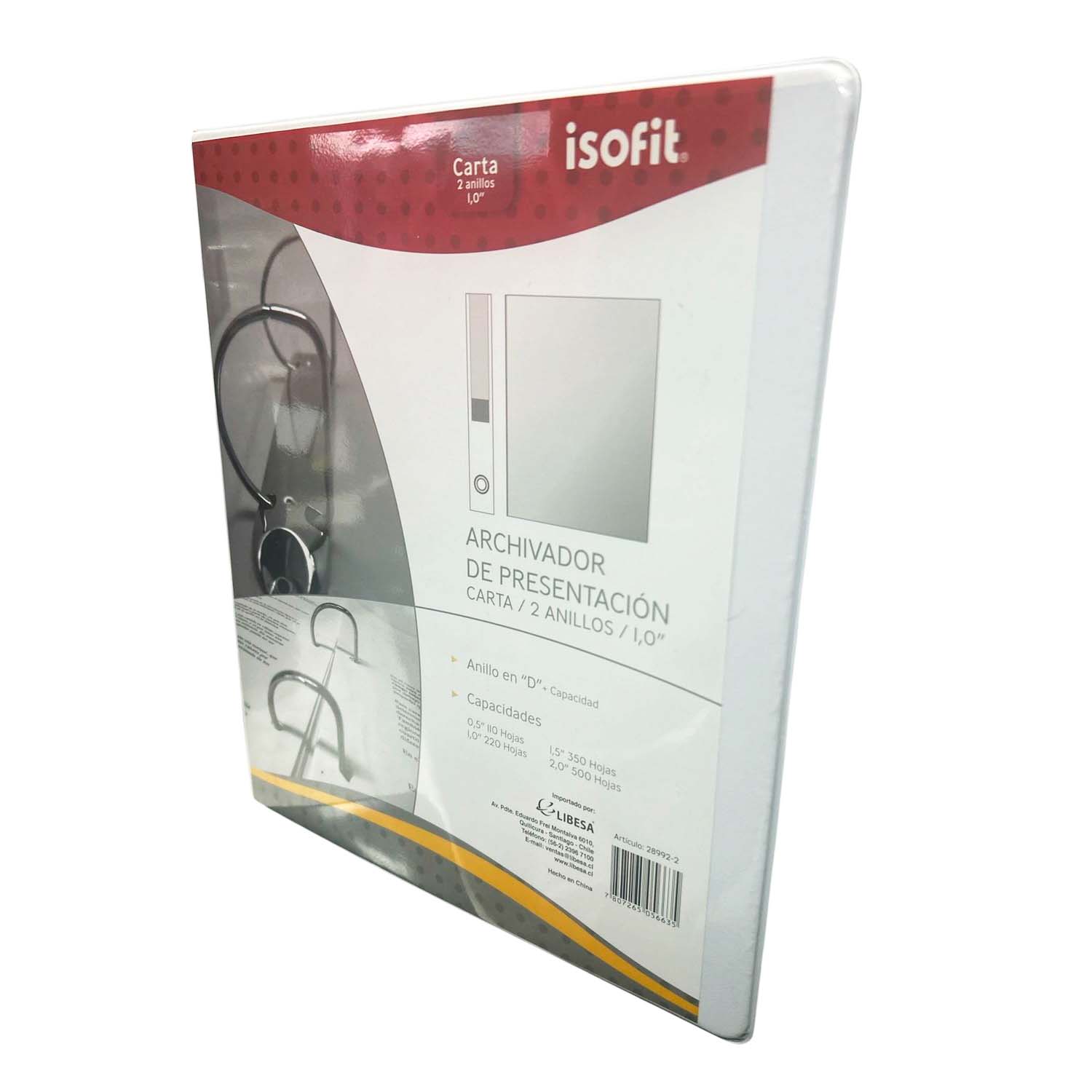 ARCHIVADOR ISOFIT BLANCO DE 2 ANILLOS 1 PULGADA CARTA - 2