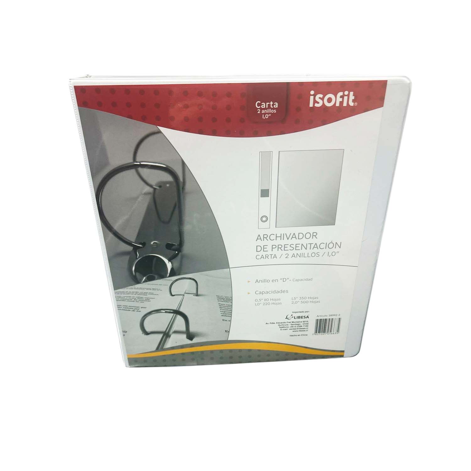 ARCHIVADOR ISOFIT BLANCO DE 2 ANILLOS 1 PULGADA CARTA - 4