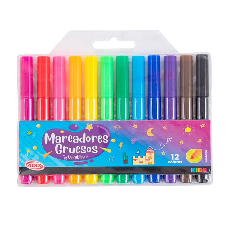 MARCADOR ADIX GRUESO 12 COLORES - 1