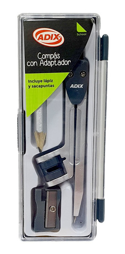 COMPAS ESCOLAR CON ADAPTADOR Y SACAPUNTA ADIX - 2