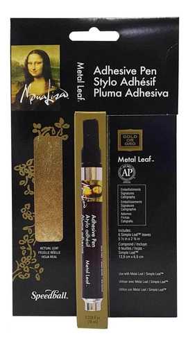 KIT DE 6 HOJAS SPEEDBALL PAN DE ORO + LÁPIZ ADHESIVO MONA LISA - 1
