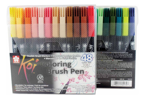 SET PLUMONES ACUARELABLES SAKURA KOI BRUSH 48 COLORES - 1