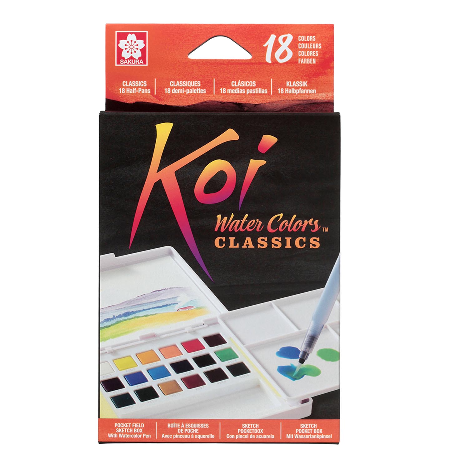 SET SAKURA KOI ACUARELA + WATERBRUSH 18 COLORES - 1
