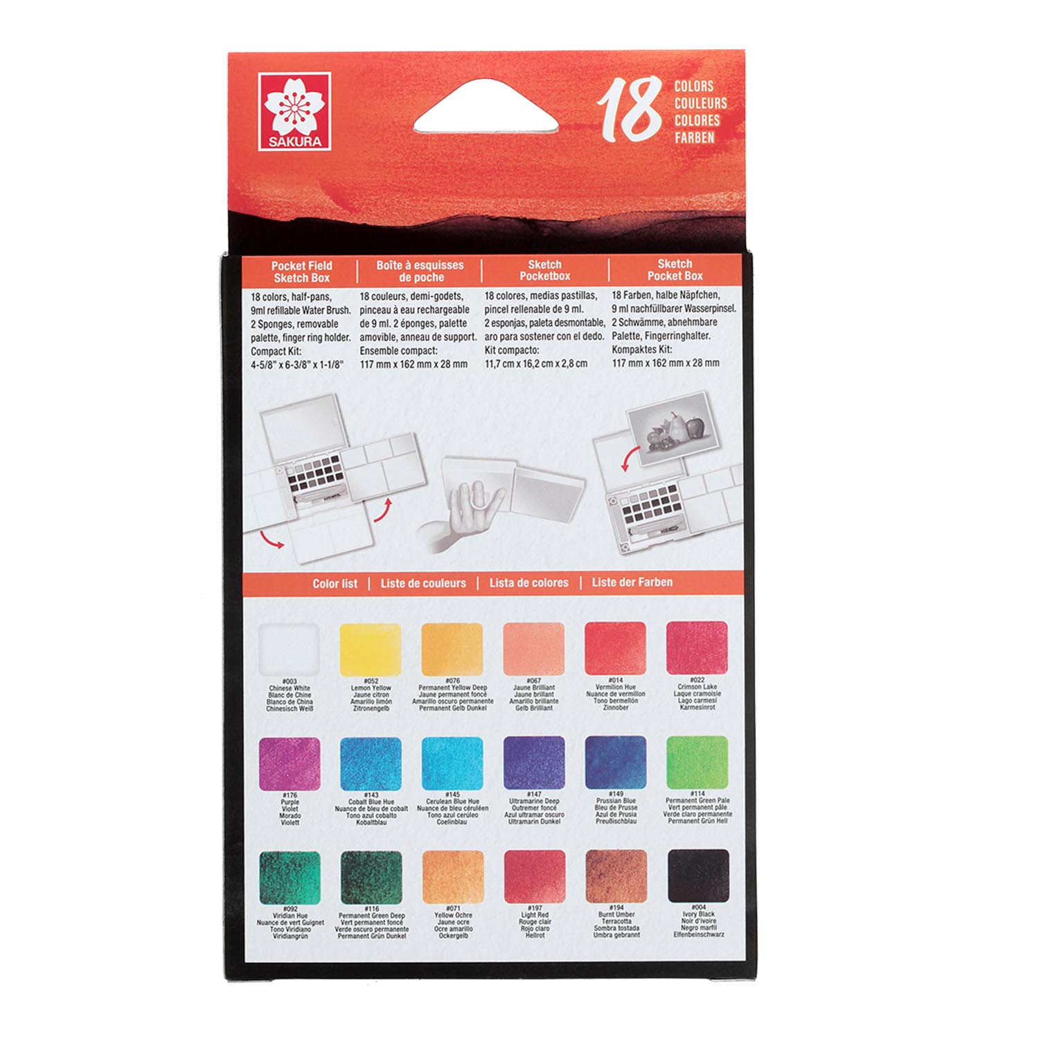 SET SAKURA KOI ACUARELA + WATERBRUSH 18 COLORES - 4