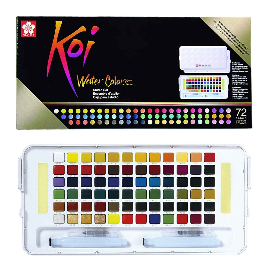 SET SAKURA KOI ACUARELA + WATERBRUSH 72 COLORES - 1