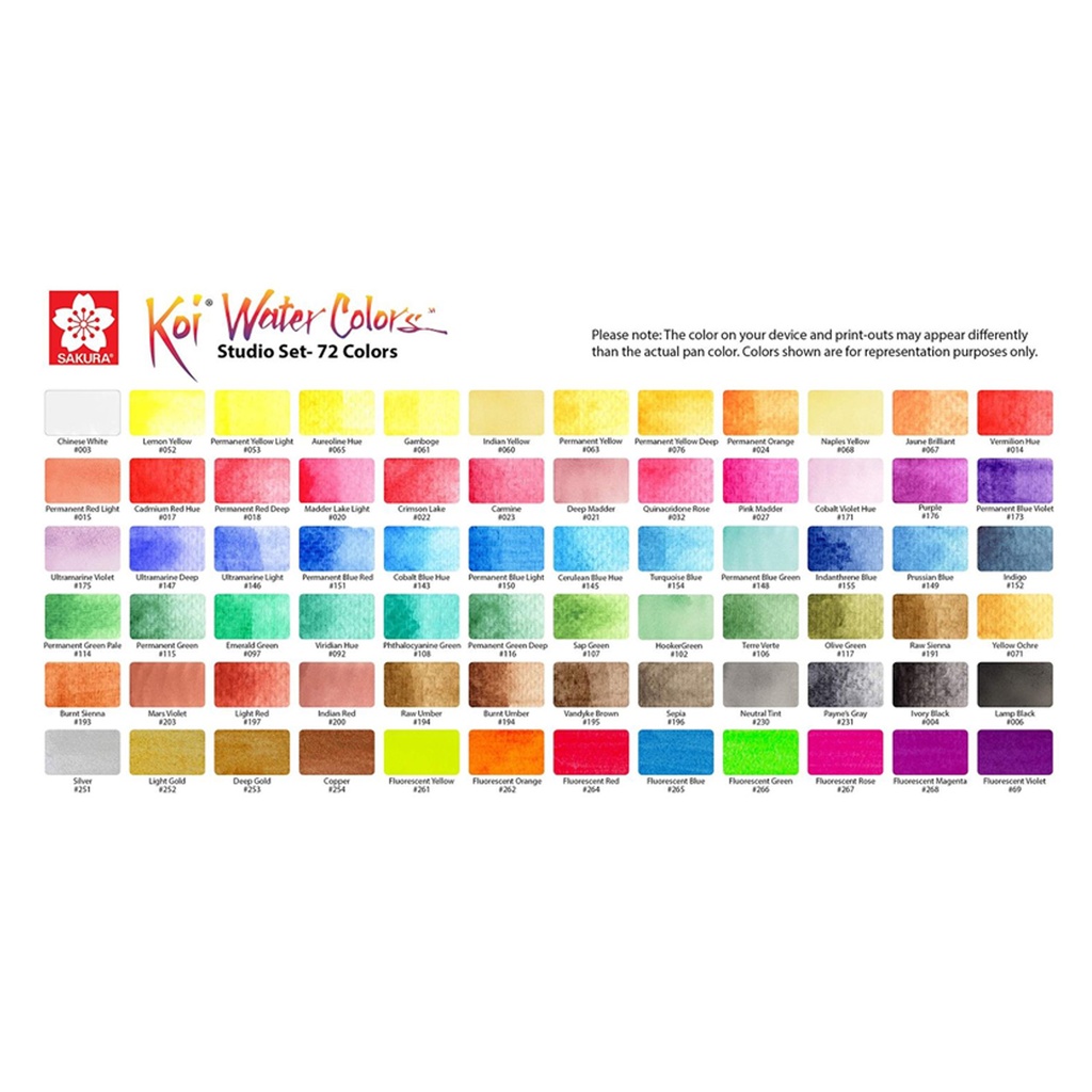SET SAKURA KOI ACUARELA + WATERBRUSH 72 COLORES - 2