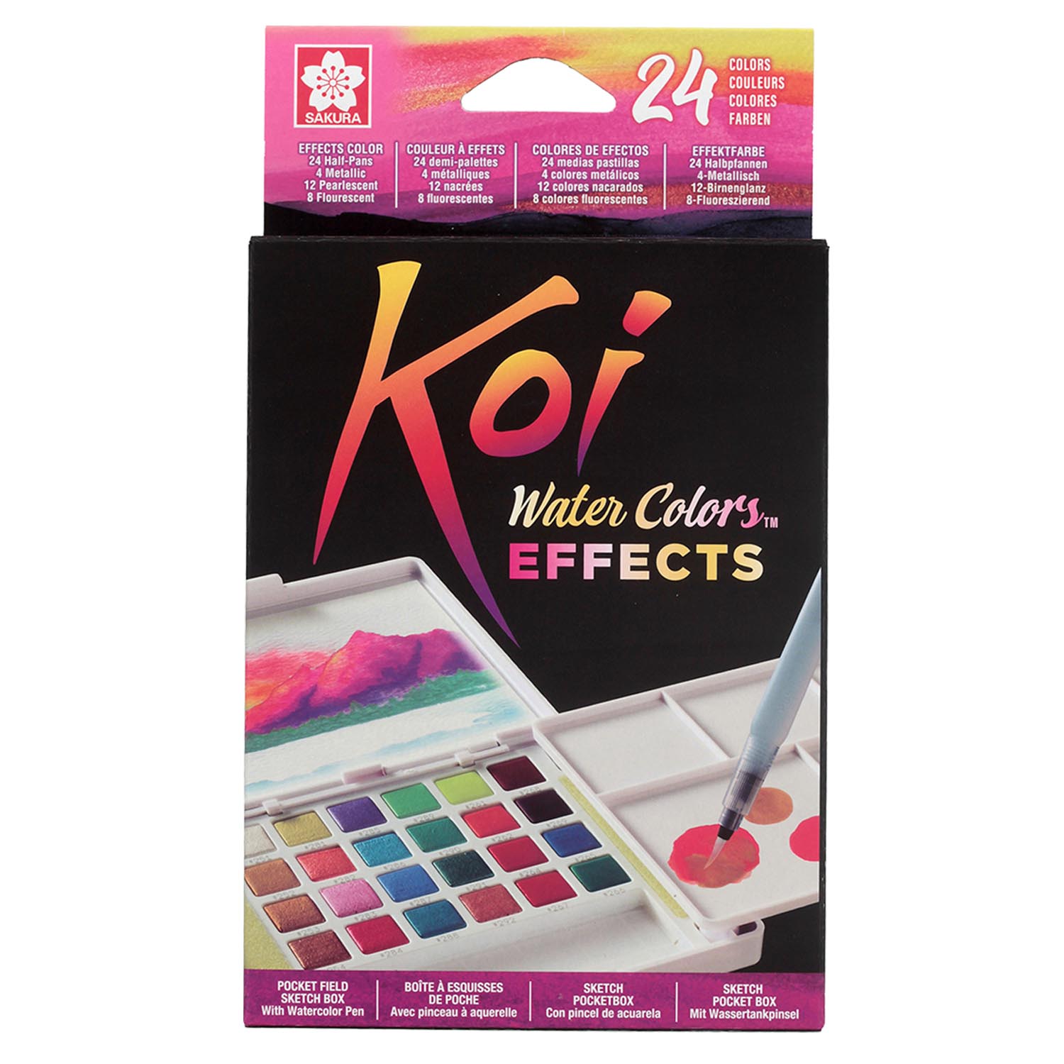 SET SAKURA KOI ACUARELA + WATERBRUSH 24 COLORES 4M + 8F + 12P - 1