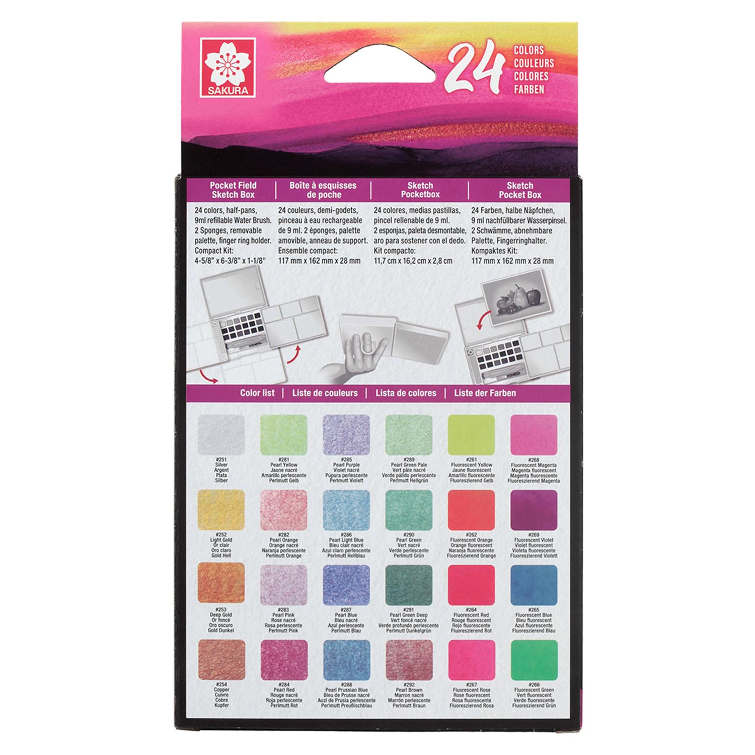 SET SAKURA KOI ACUARELA + WATERBRUSH 24 COLORES 4M + 8F + 12P - 2