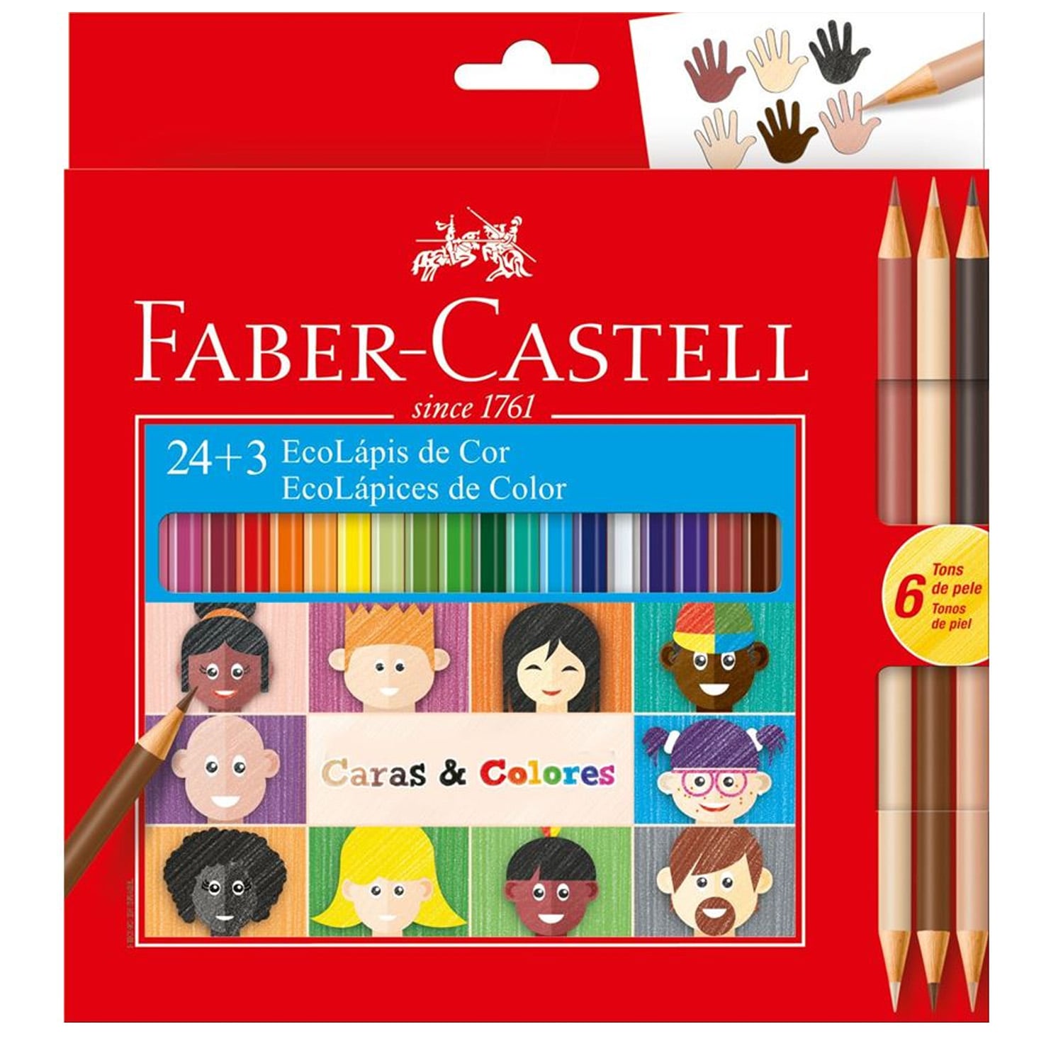LÁPICES FABER-CASTELL ECOLÁPICES 24+3BICOLOR CARAS Y COLORES - 1