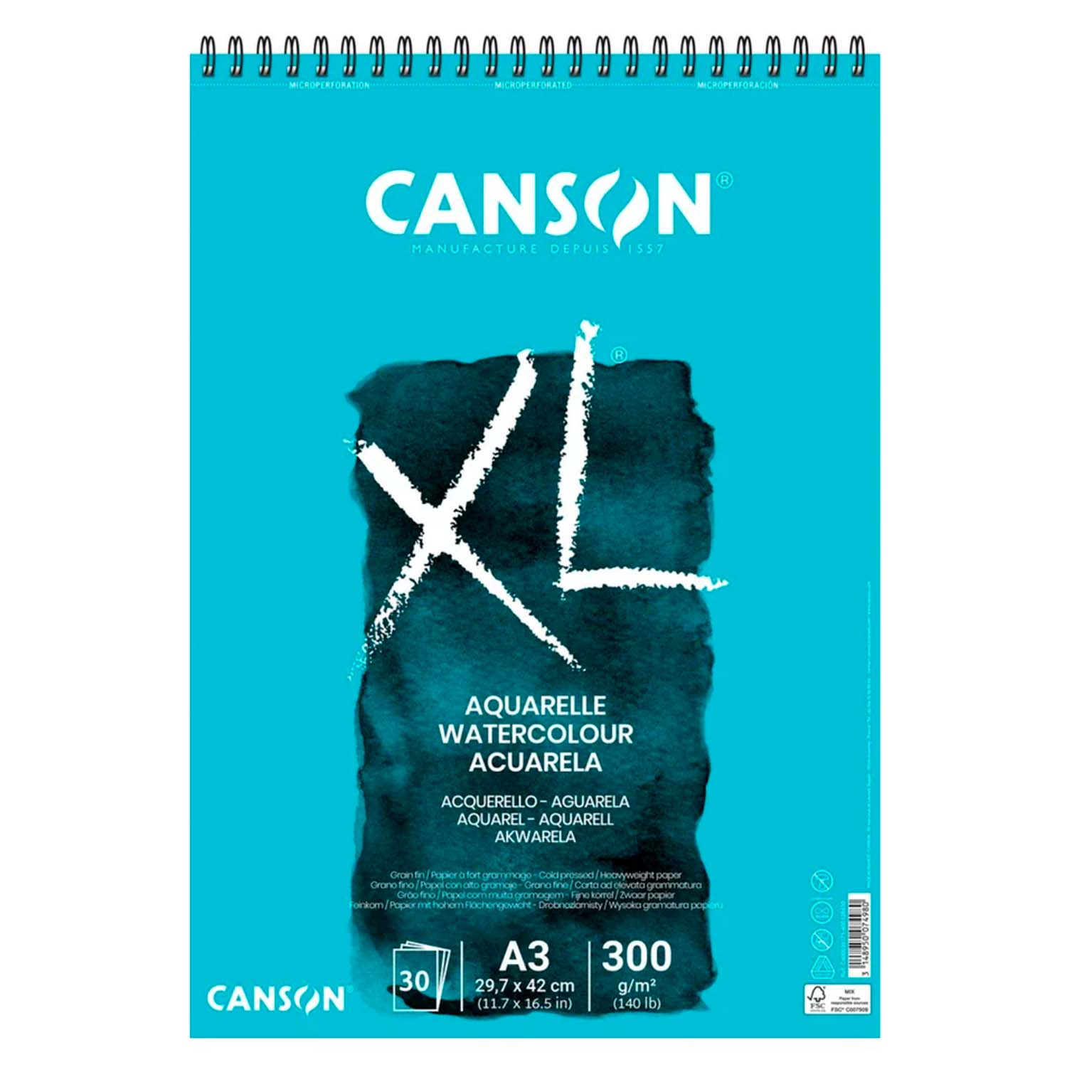 CROQUERA CANSON XL AQUARELLE 300GR 30 HJS A3 (29.7X42CM) - 1