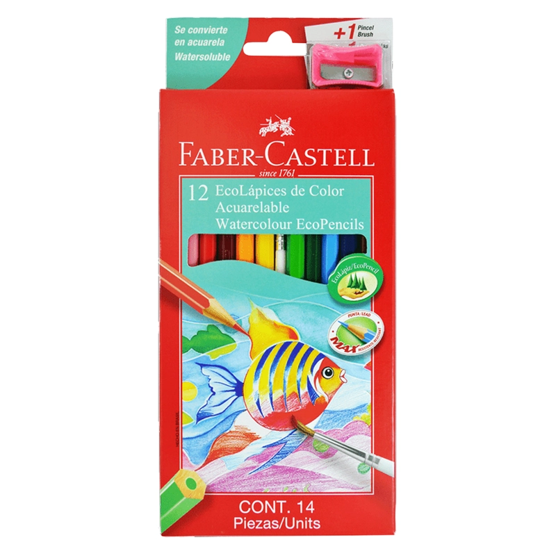 ECOLAPICES ACUARELABLES FABER-CASTELL 12 COLORES - 1