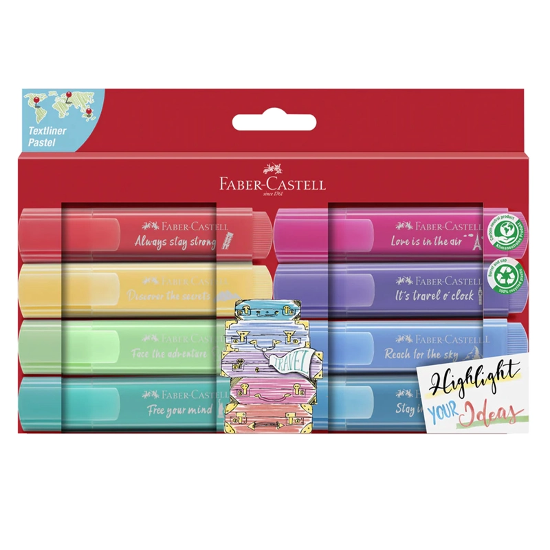 DESTACADOR FABER-CASTELL TL 46 PASTEL PROMO 8 COLORES - 1