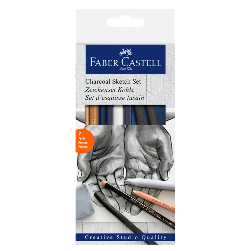 SET DE DIBUJO CARBON FABER-CASTELL GOLDFABER 7 PIEZAS - 1