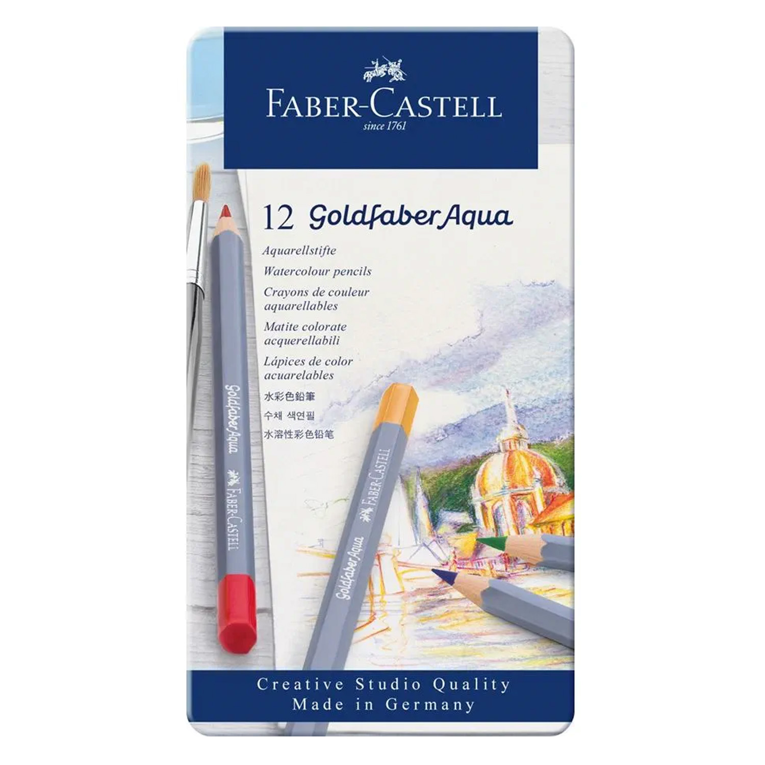LAPICES ACUARELABLES FABER-CASTELL GOLDFABER AQUA 12 COLORES - 1