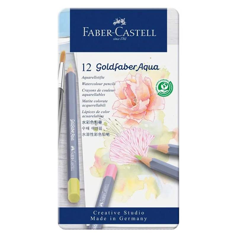 LAPICES ACUARELABLES FABER-CASTELL GOLDFABER AQUA 12 PASTEL - 1