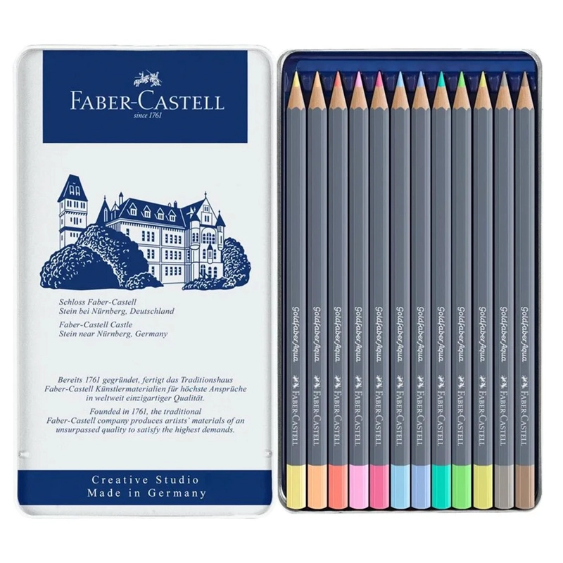 LAPICES ACUARELABLES FABER-CASTELL GOLDFABER AQUA 12 PASTEL - 2
