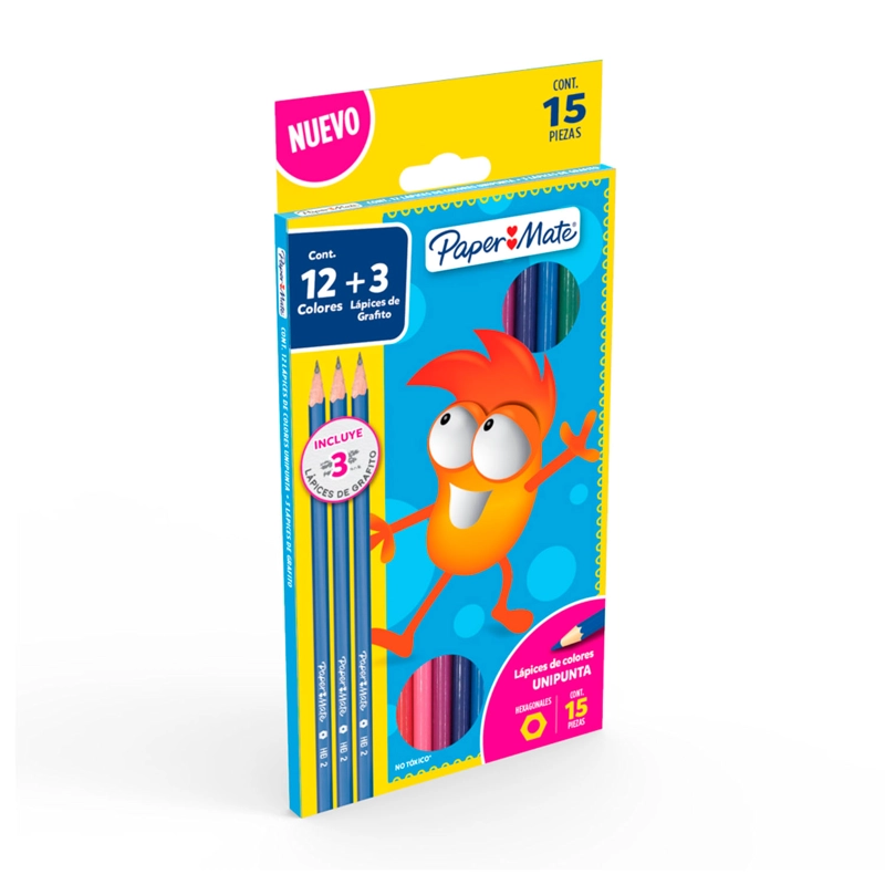 SET DE 12 LAPICES DE COLORES + 3 GRAFITOS HB - 2