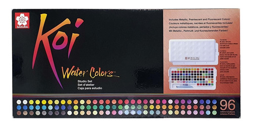 SET SAKURA KOI ACUARELA + WATERBRUSH 96 COLORES - 1