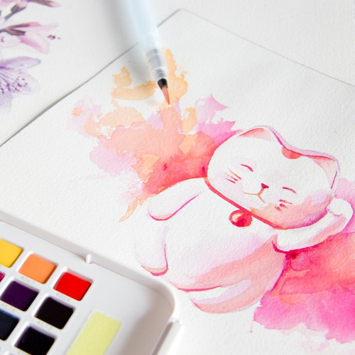 SET SAKURA KOI ACUARELA + WATERBRUSH 96 COLORES - 5
