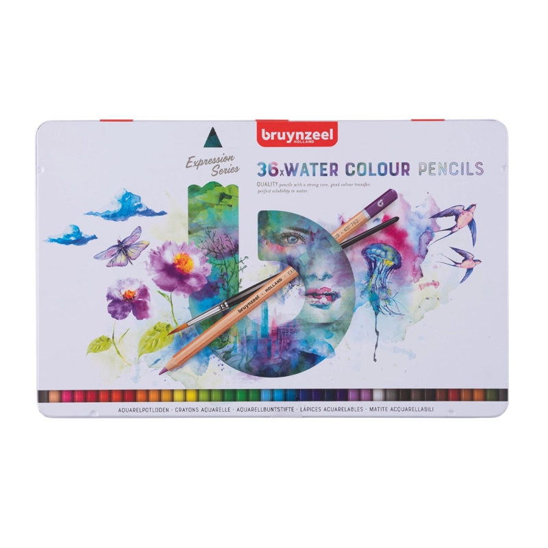 LÁPICES ACUARELABLES BRUYNZEEL + PINCEL 36 COLORES - 1