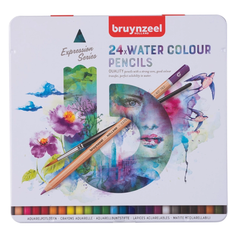 LÁPICES ACUARELABLES BRUYNZEEL + PINCEL 24 COLORES - 1