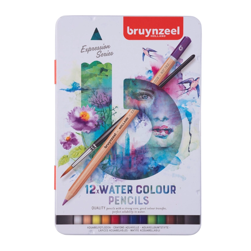LÁPICES ACUARELABLES BRUYNZEEL + PINCEL 12 COLORES - 1