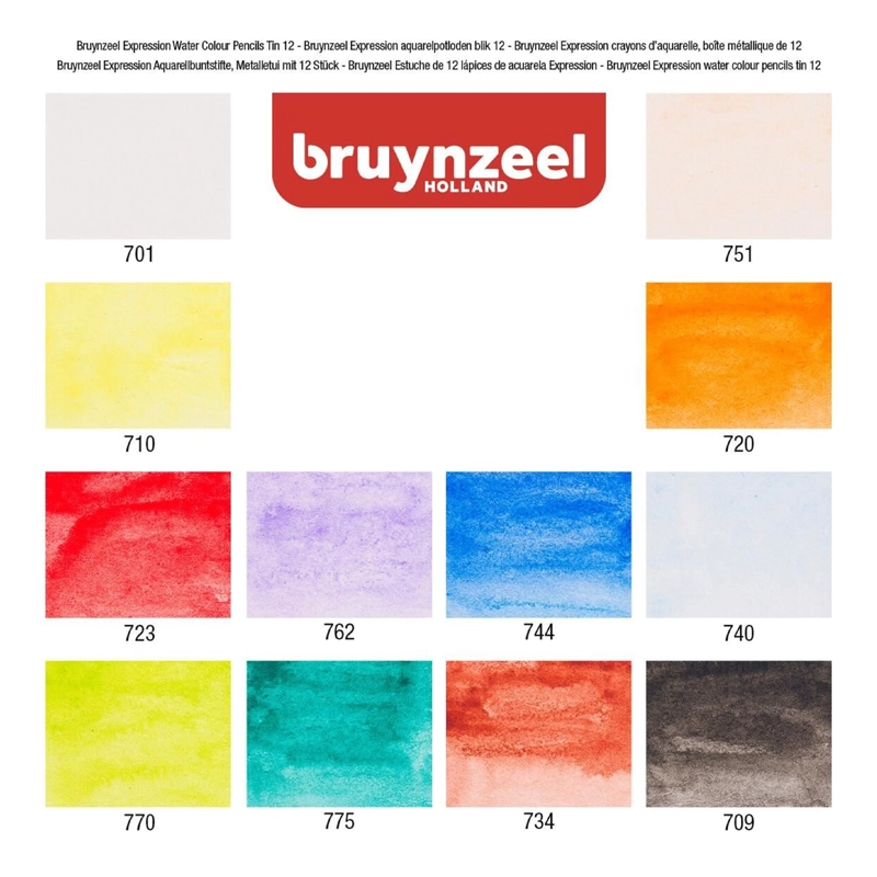 LÁPICES ACUARELABLES BRUYNZEEL + PINCEL 12 COLORES - 3