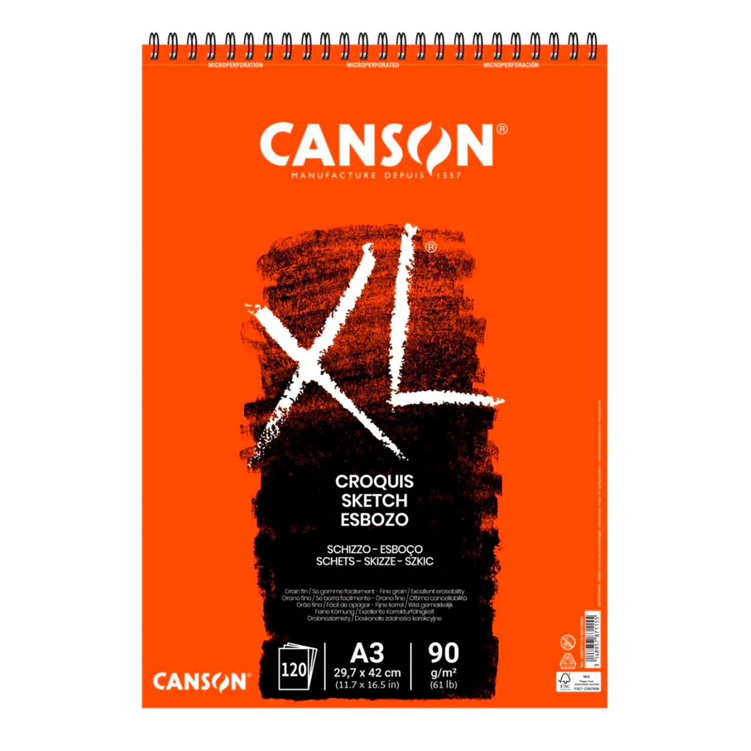 CROQUERA CANSON XL CROQUIS 90GR 120 HJS A3 (29.7X42CM) - 1