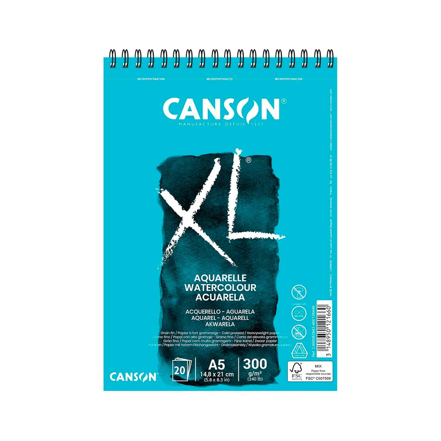 CROQUERA CANSON XL AQUARELLE 300GR 20 HJS A5(14.8X21CM) - 1