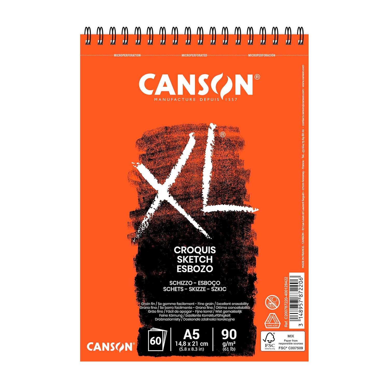 CROQUERA CANSON XL CROQUIS 90GR 60 HJS A5(14.8X21CM) - 1