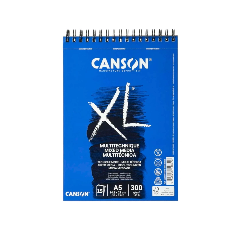 CROQUERA CANSON XL MIX-MEDIA 300GR 15 HJS A5(14.8X21CM) - 1