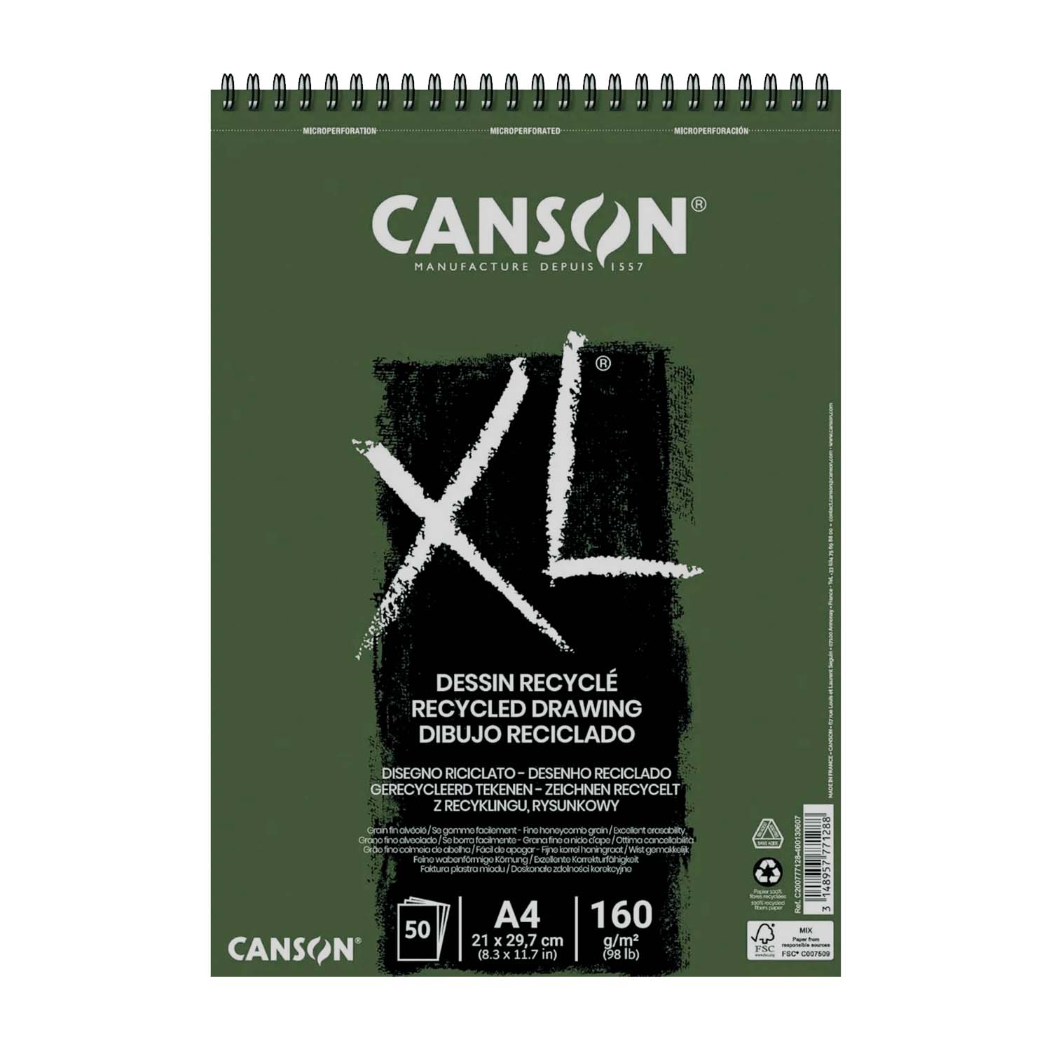 CROQUERA CANSON XL RECYCLE 160GR 50 HJS A4 (21X29.7CM) - 1