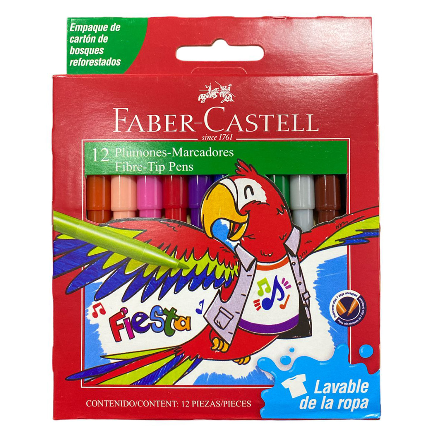 MARCADOR FABER-CASTELL FIESTA 12 COLORES - 1