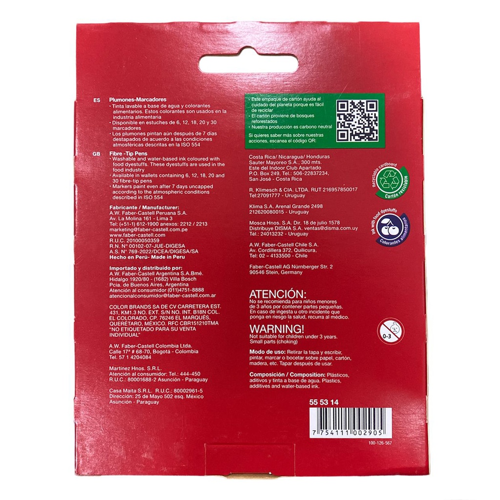 MARCADOR FABER-CASTELL FIESTA 12 COLORES - 2