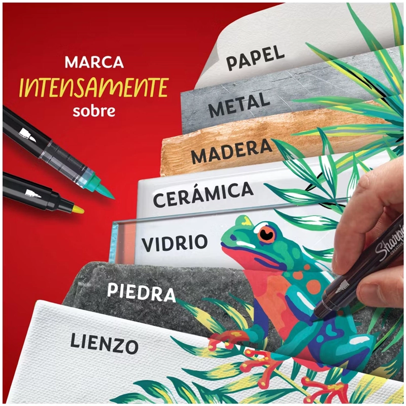 MARCADOR SHARPIE ACRILICO PUNTA BALA 12 COLORES - 2