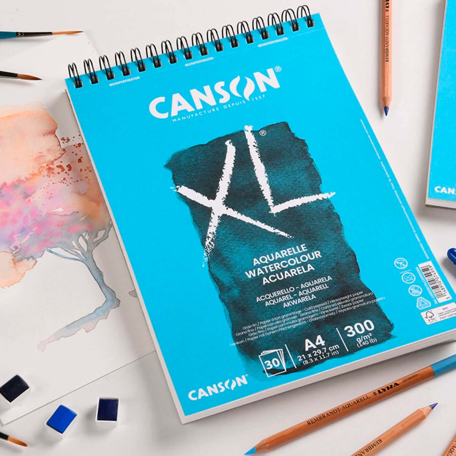 CROQUERA CANSON XL AQUARELLE 300GR 30 HJS A4 (21X29.7CM) - 3