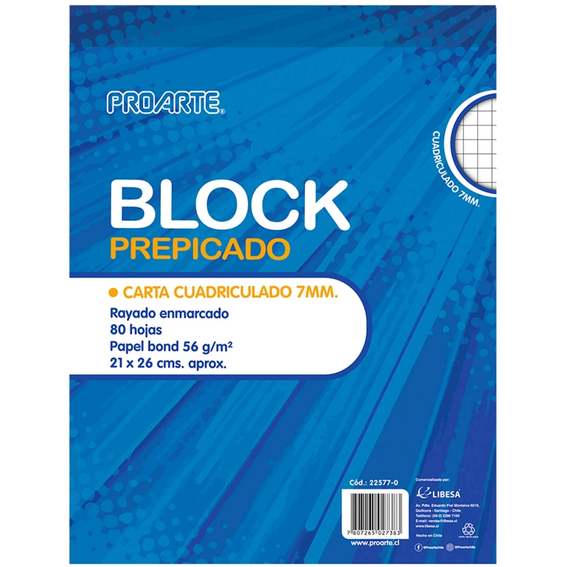 BLOCK PREPICADO PROARTE CARTA 80HJS 7MM - 1