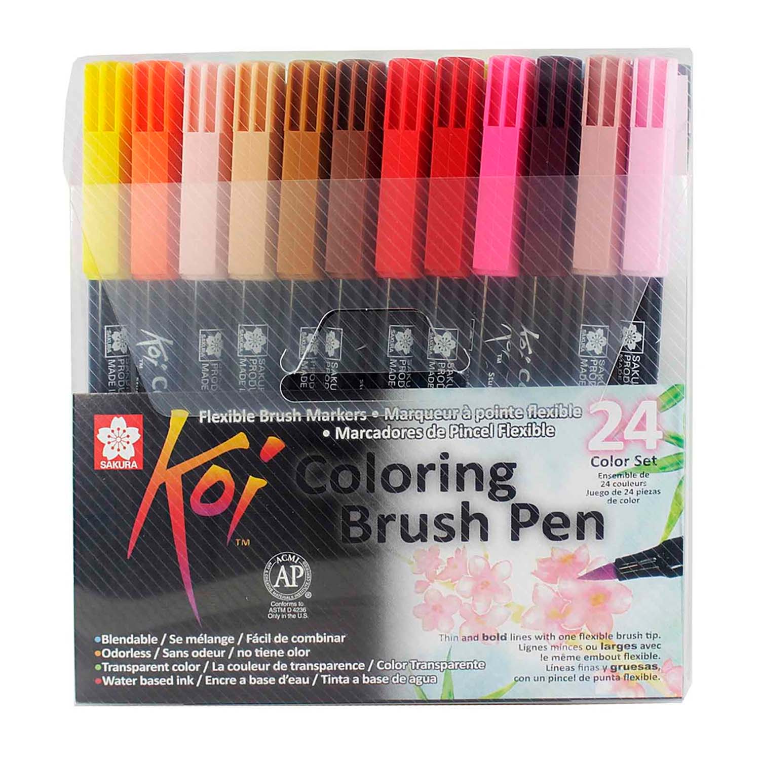 SET PLUMONES SAKURA ACUARELABLES KOI BRUSH 24 COLORES - 1