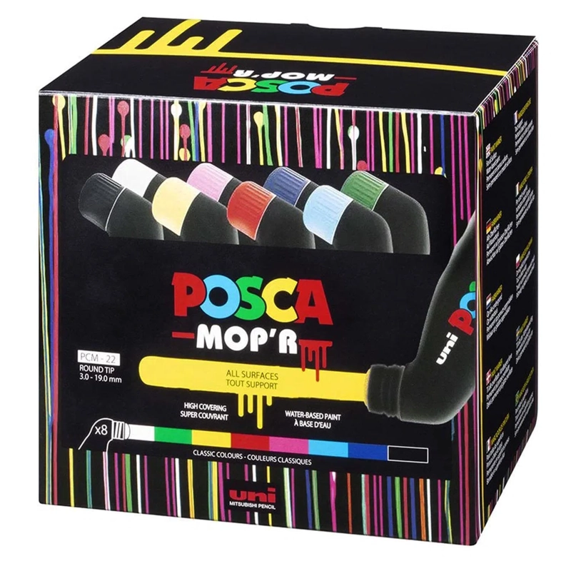 MARCADOR POSCA MOP'R PCM-22 3 A 19MM 8 COLORES - 1