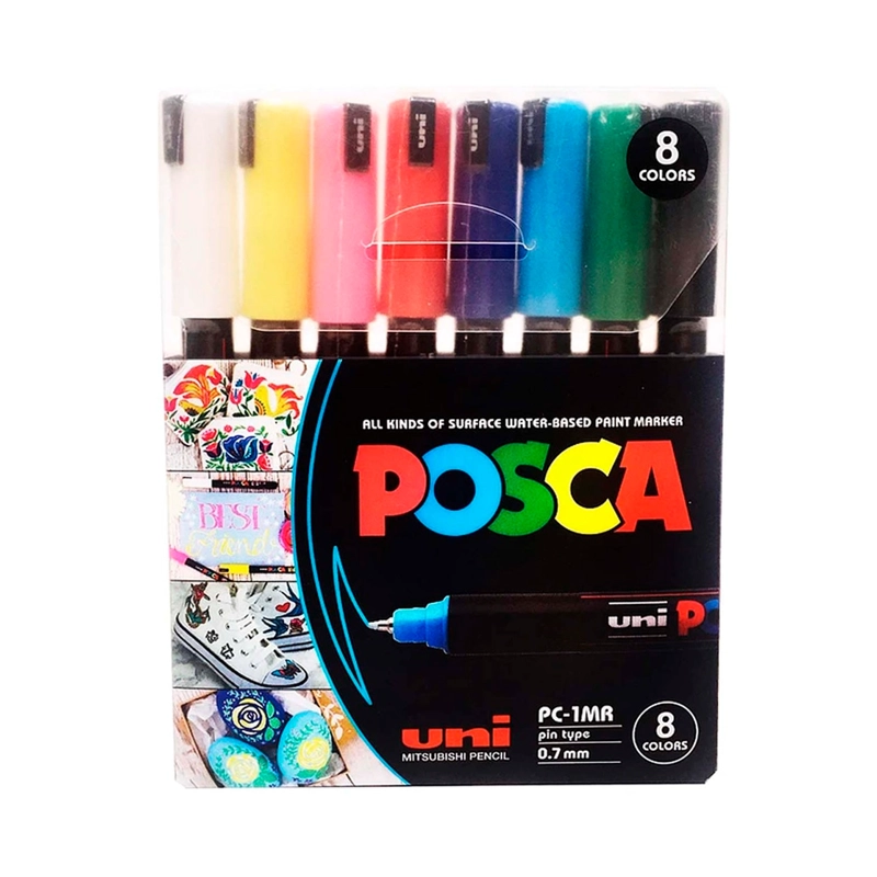 MARCADORES POSCA UNI 8 COLORES 1MR 0.7MM - 1