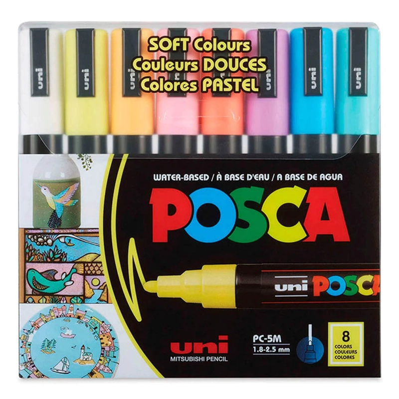 MARCADOR POSCA X8 COLORES PASTEL 5M - 1